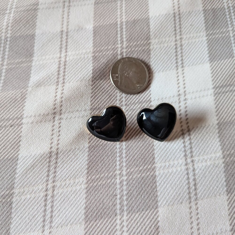 Lightly Used Black Heart Stud Earrings